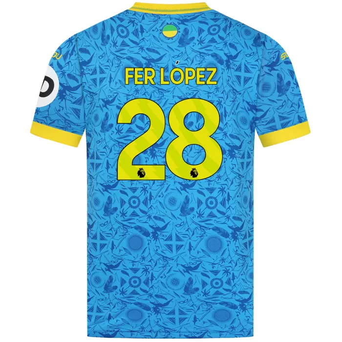 Wolverhampton Wanderers Fan Shop | 2025-26 Wolves Third Shirt – Adult FER LOPEZ 28 Collection Official Wolves Fan Gear